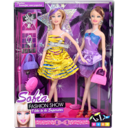Beautiful Pair of Sofia Barbie Dolls in party dress with Bags, Necklaces, Comb- 2 pcs set - BBL7753