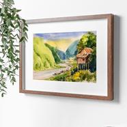 Beauty of Bandarban Watercolor Riverscape - (18x15)inches image
