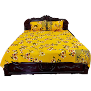 Bed Sheet 100 Present Cotton King Size Bed Sheet Set with Two Pillow Covers-yellow icon