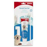 Bioline Dental Care Set Brush and Toothpaste With Beef Flavour For Dog - 100 gm