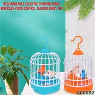 Rechargeable Electric Chirping Birds Birdcage Voice Control Talking Birds Toy - Multicolor