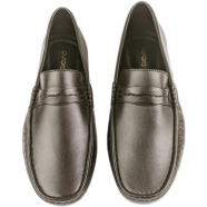 Black premium leather loafer for men image