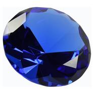 Blue Crystal Glass Diamond Paperweight 4 Inch