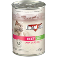 BonaCibo Canned Wet Cat Food Beef Chunks In Jelly 400g icon