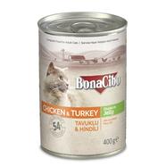 BonaCibo Canned Wet Cat Food Chicken and Turkey Chunks In Jelly 400g
