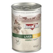 BonaCibo Canned Wet Cat Food Liver Chunks In Gravy 400g