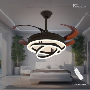 Breezelux 48 Inch Modern Luxury Decorative Silent Underlight Remote Ceiling Mount Fan (Black) - BL-2915