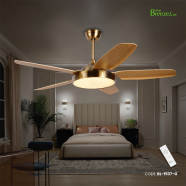 Breezelux 52 Inch Modern Decorative Silent ABS Blade Underlight With Remote Ceiling Fan (Wood Grain) - BL-1537-G