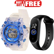 Buy 1 Get 1, Round LED Digital Sports Watch, Water Resistance LED Wrist Watch, Combo Offer - Watch