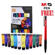 Buy 1 Keep Smiling 12 Colors 30ml Professional Acrylic Paint Set Get 1 M and G Pen Free - Buy 1 Get 1 Free