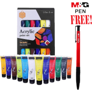 Buy 1 Keep Smiling 12 Colors 30ml Professional Acrylic Paint Set Get 1 M and G Pen Free - Buy 1 Get 1 Free
