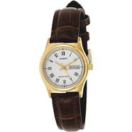 CASIO SS Caseback Brown Leather Strap Women's Watch image