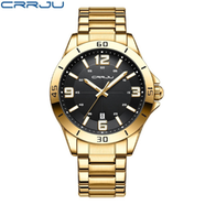 CRRJU 5003 Golden And Black Man Watch Stainless Steel Quartz Watch