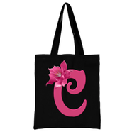 C-Alphabet Flower Canvas Tote Shoulder Bag With Zipper