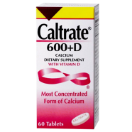 Caltrate 600 plus D Calcium Dietary Supplement With Vitamin D - 60 Tablets