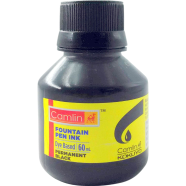 Camlin Black Fountain Pen Ink Bottle Drawing Dip Airbrush Dye Based Refil- 60ml