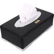 Car Leather Tissue Box - Black