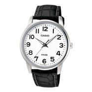 Casio Black Leather With White Dial Watch For Men - MTP-1303L-7BVDF