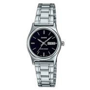 Casio Enticer Day Date Silver Ladies Chain Watch - LTP-V006D-1B2UDF