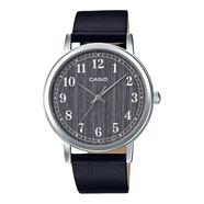 Casio General Ladies Grey Dial Black Leather Strap watch - LTP-E145L-1BDF