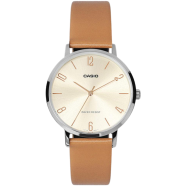 Casio Leather Analog Watch for Women, Beige - LTP-VT01L-5BUDF icon