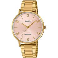 Casio Watch For Women Analog Stainless Steel Band Gold and Pink - LTP-VT01G-4BUDF