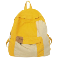 Casual Contrast Color Canvas Backpack Yellow - 1 Pcs