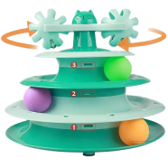 Cat Toy Roller 4-Level Turntable Cat Toy Balls with Three Colorful Balls and Bell Ball X Turntable Interactive Kitten Fun Mental Physical Exercise Puzzle Toys.