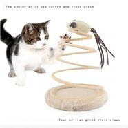 Cat Toy Small Cat Plush Toy with Coil Spring Plate and Fun Mouse Interactive Creative Kitten Durable Pet Toy