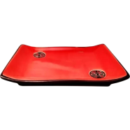 Ceramic tray, Pottery Dessert Dish Red with circle - SW9144 