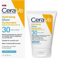 Cerave Hydrating Sheer Sunscreen or Face and Body Spf30 - 89ml 