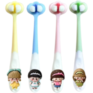 Children's Three-sided Toothbrush Soft Hair Baby's Dental Teeth 2-12 Children's and Infant's Special Teeth Guard Three-headed Toothbrush -1pcs