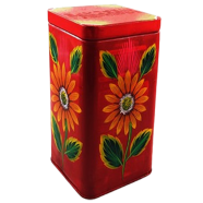 Chintar Khorak Tinbox Red Colour (Sun Flower Printed)