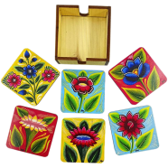Chintar khorak Coaster Set With Holder-6 Pcs