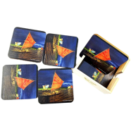 Chintar khorak Coaster Set With Holder-6 Pcs