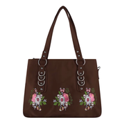 Chocolate Flower Embroidered Handbag For Women (BOBO-01)