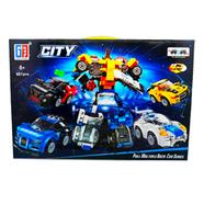 City Car Pull Back Vehicle To Robot Deformation 4 In 1 Display Box