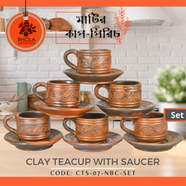 Clay Teacup with Saucer (6Pcs Set) - CTS-07