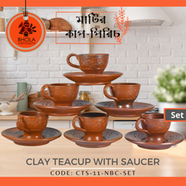 Clay Teacup with Saucer (6Pcs Set) - CTS-11