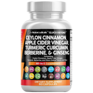 Clean Nutraceuticals Ceylon Cinnamon Apple Cider Vinegar Turmeric Curcumin Berberine And Ginseng - 60 Capsules -513475730