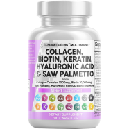 Clean Nutraceuticals Collagen Pills 1000mg Biotin 10000mcg Keratin Saw Palmetto Hyaluronic Acid - Hair Skin and Nails Vitamins and DHT Blocker - 90 Count - 526893796