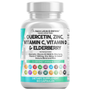 Clean Nutraceuticals Quercetin 1000 mg Zinc Vitamin C Vitamin D Bromelain Elderberry - 60 Capsules - 526880934