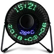 Clock Date Temperature Mini LED USB Fan - Black Clock image