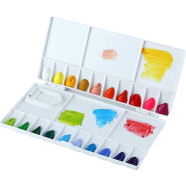 Color Mixing Plate Portable White Watercolor Paint Palette Case Folding Box 20 Wells And 5 Mixing Area