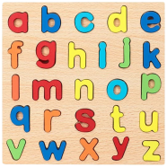 Colorful Alphabet Number Shape Matching Wooden Board 3D Puzzle (8x8 Inches). - Kids Early Educational Toys icon