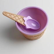 Colorful Ice Cream Design Baby Feeding Bowl With Spoon - Purple - C000947PU
