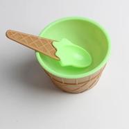 Colorful Ice Cream Design Baby Feeding Bowl With Spoon - Green - C000947G
