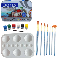 Combo Doms Poster 6 Color 1set Keep Smiling 7pcs Mix Brush 1set Artists Round Color Platte 1pcs