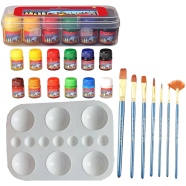 Combo Faber Castell Poster 12 Color Keep Smiling 7 Pcs Mix Brush 1 Set Round Color Platte 