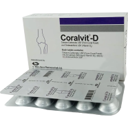 Coralvit-D 500 mg Plus 200 IU 10's Strip Table